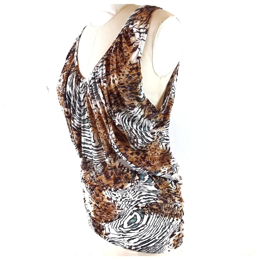 Animal Print Tank Top Sleeveless MY STORY Size M Lightweight Knit Sheer Beach